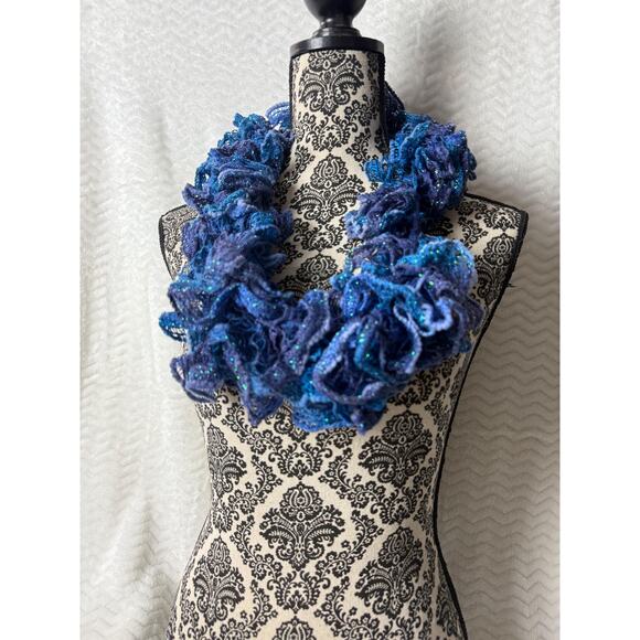 Ruffle Scarf, Infinity scarf, cowl neck scarf, Frilly Scarf, Crochet, Handmade, - Picture 1 of 7